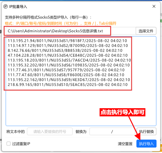 添加单条IP界面示例